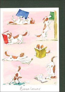 グリーティングカード 多目的 「本好きの犬」メッセージカード