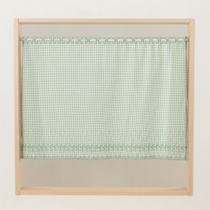 カフェカーテン 刺繍入りフローラ 100×70cm グリーン