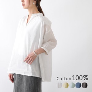 Button Shirt/Blouse Pullover Plain Color Tops
