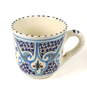 スラマ陶器 手描きマグカップ 地中海風ターコイズ