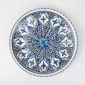 スラマ陶器 手描きデザート皿 D20 ターコイズ
