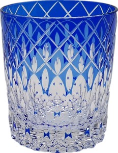 切子ガラス　オールド　青　　ブルー　カップ　ガラス　グラス　日本食品衛生対応