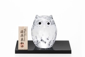 Tsugaru-Bidoro Animal Ornament Owl Clear Made in Japan