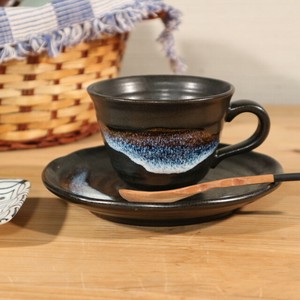 コーヒーカップ＆ソーサー 【和渦絞 黒】日本製 美濃焼 陶器 おしゃれ 和風 紅茶 カフェ