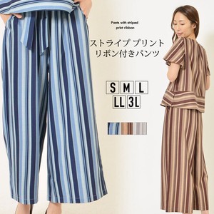 Full-Length Pant Stripe L Wide Pants Ladies'