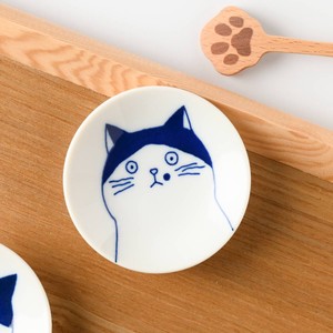 Mino ware Small Plate Cat SHICHITA 8cm Made in Japan