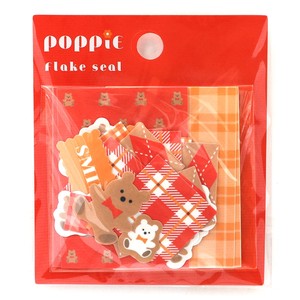 ﾜｰﾙﾄﾞｸﾗﾌﾄ【POPPiE フレークシール Bear】レトロ 動物 雑貨 チェック 文具 かわいい