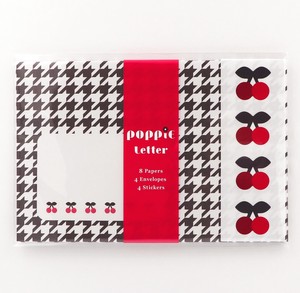 ﾜｰﾙﾄﾞｸﾗﾌﾄ【POPPiE レターセット Cherry】レトロ フルーツ 食べ物 雑貨 チェック かわいい
