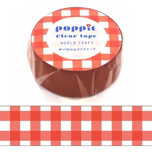ﾜｰﾙﾄﾞｸﾗﾌﾄ【POPPiE クリアテープ Red】レトロ チェック 雑貨 文具 かわいい