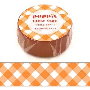 ﾜｰﾙﾄﾞｸﾗﾌﾄ【POPPiE クリアテープ Orange】レトロ チェック 雑貨 文具 かわいい