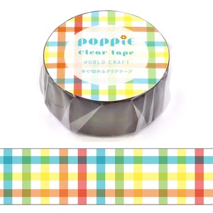 ﾜｰﾙﾄﾞｸﾗﾌﾄ【POPPiE クリアテープ Colorful】レトロ チェック 雑貨 文具 かわいい
