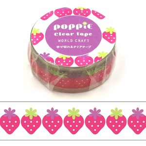 ﾜｰﾙﾄﾞｸﾗﾌﾄ【POPPiE クリアテープ Strawberry】レトロ フルーツ 食べ物 雑貨 文具 かわいい