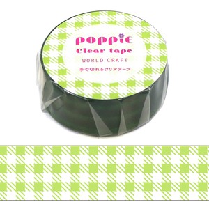 ﾜｰﾙﾄﾞｸﾗﾌﾄ【POPPiE クリアテープ Yellow green】レトロ チェック 雑貨 文具 かわいい