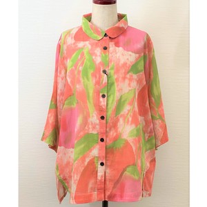 Button Shirt/Blouse Pudding Cotton Linen