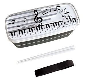 【音符/MUSIC(音楽)】2段ランチボックス(箸付き) ピアノ