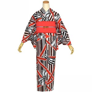 Kimono/Yukata single item Red Stripe Ladies'