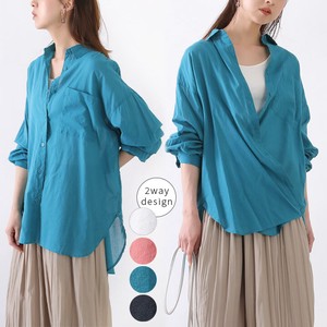 Button Shirt/Blouse Plain Color Long Sleeves