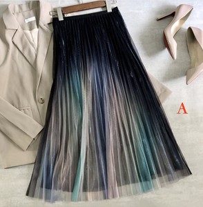 新モデルの明るい糸の半身スカート虹のグラデーションのネットのスカート          ZCHA1187