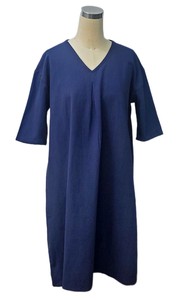 Loungewear Dress Plain Color V-Neck Cotton One-piece Dress