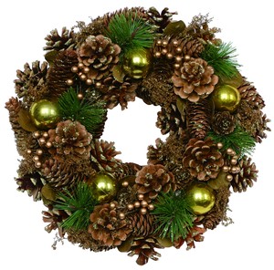 【2022クリスマス】彩か｜Saika　クリスマスリース　Snowy Pine & Gold Ball M