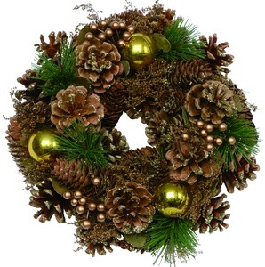 【2022クリスマス】彩か｜Saika　クリスマスリース　Snowy Pine & Gold Ball S