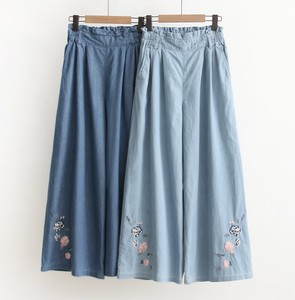 Full-Length Pant Waist Embroidered Wide Pants