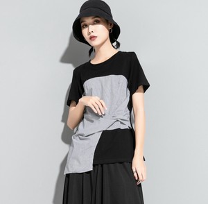 縞柄のねじれが非対称な夏の新型婦人服の半袖Tシャツ           ZCHA1320