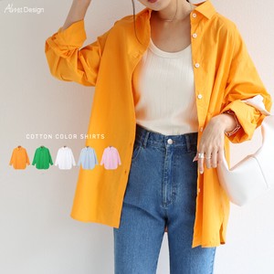 Button Shirt/Blouse Oversized Long Sleeves Cotton