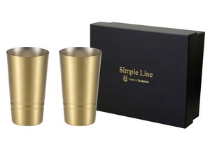 シンプルライン真鍮製カップ　ビアカップ2PCS【貼箱入】