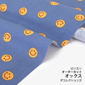 【生地】【布】【オックス】Petit smile - blue デザインファブリック★1m単位でカット販売「2022新作」