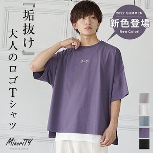 【SALE】折井なるブランド刺繍ロゴビッグシルエットクルーネックTシャツ／MinoriTY