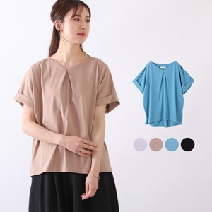 T-shirt Pullover Plain Color T-Shirt V-Neck Cut-and-sew