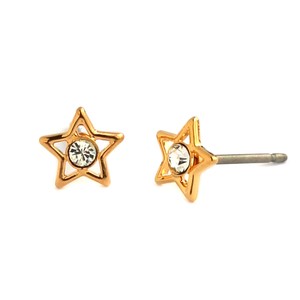 Pierced Earrings Titanium Post Rhinestone Mini Star Stars Men's Simple Made in Japan