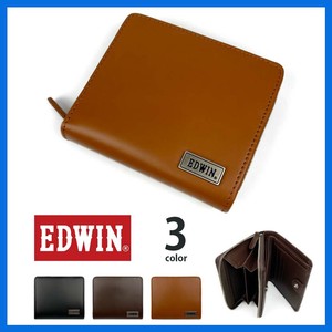 全3色 EDWIN エドウイン ラウンドファスナー小銭入れ 二つ折り財布 再生皮革 ボンデットレザー(0510443)