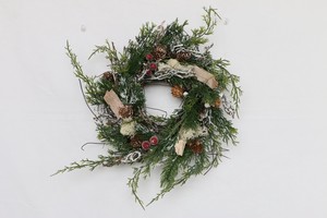 【2022クリスマス】彩か｜Saika　クリスマスリース　Snowy Fern & Wood Chip Wreath M