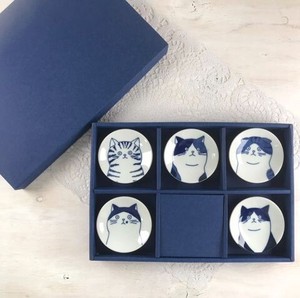 Mino ware Small Plate Gift Set Cat SHICHITA Pottery Made in Japan