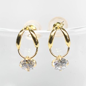 Pierced Earrings Gold Post Cubic Zirconia