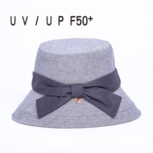【UV対策グッズ・帽子】レディース・婦人用帽子リボンべっ甲チャーム付きダウンハットUV仕様