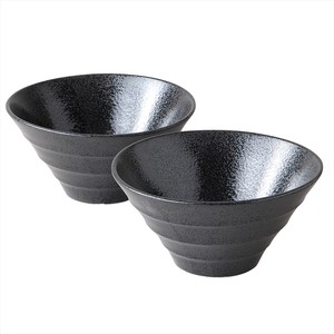 Mino ware Main Plate Gift Porcelain black Cardboard Box 2-pcs 18cm