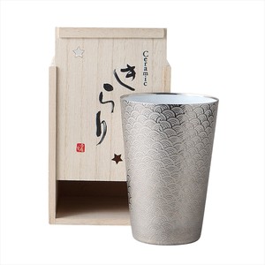 Mino ware Cup/Tumbler Gift Silver Porcelain Seigaiha