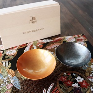 漆薄手磁器　 Lacquered Egg Ceramic　 平盃ペア【陶胎漆器　酒器　日本製】
