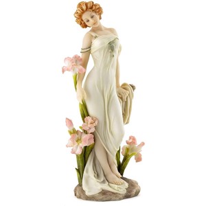 アールヌーボー様式フランス蘭の女性装飾彫刻-アルフォンス・ミュシャコレクション彫像(輸入品