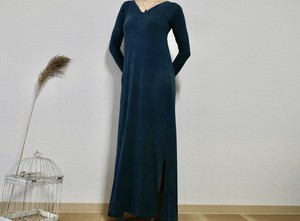 Casual Dress Plain Color Long Sleeves Organic One-piece Dress M