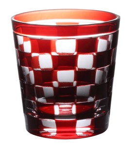 Cup/Tumbler Check Pattern Red Rock Glass