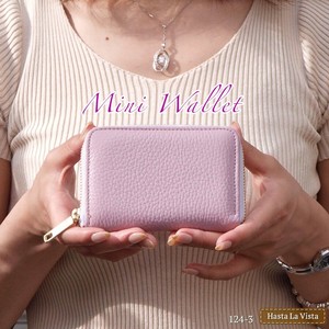 Wallet Mini Round Fastener Genuine Leather Ladies' Made in Japan