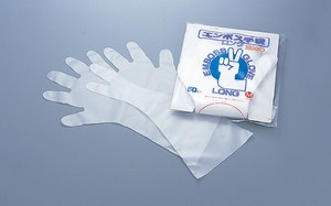 五本絞りエンボス手袋 ロング450（50枚入）【使い捨て手袋】