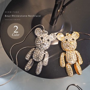 Stainless Steel Chain Necklace Pendant Rhinestone Bear