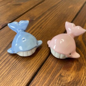 Hasami ware Chopsticks Rest Porcelain Pink Whale Animals Blue Made in Japan