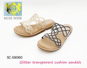 Sandals Chiffon Knitted Lightweight Bijoux Flat Clear