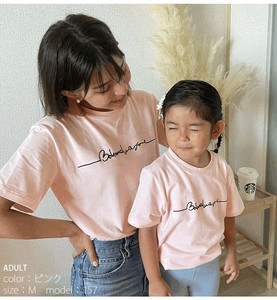 ロゴTシャツ 親子コーデ ペア 刺繍 シンプル キッズ レディース Tシャツ　韓国ファッション